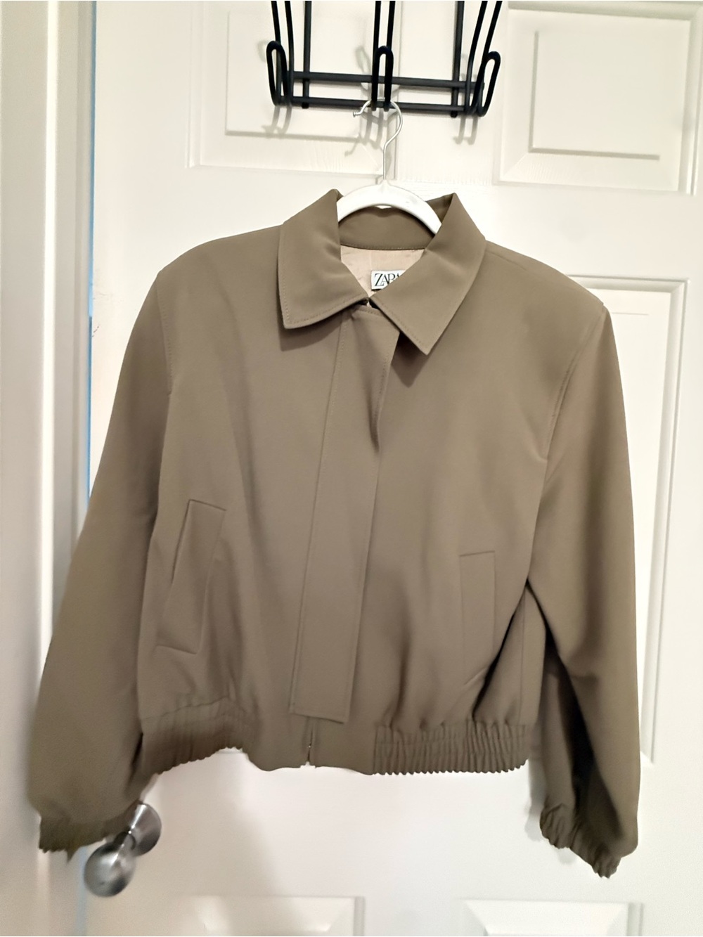 Zara Olive Green Cropped Blazer Jacket